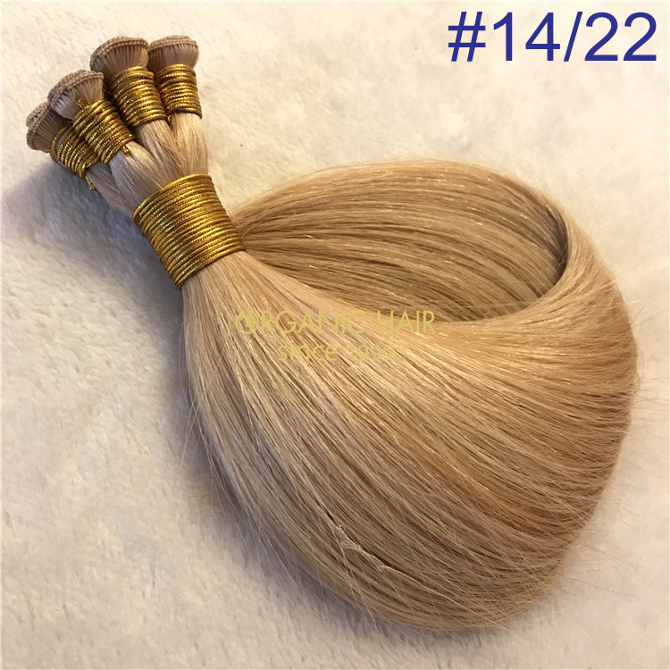 Piano color #14/22 human hand tied weft hair extensions X123